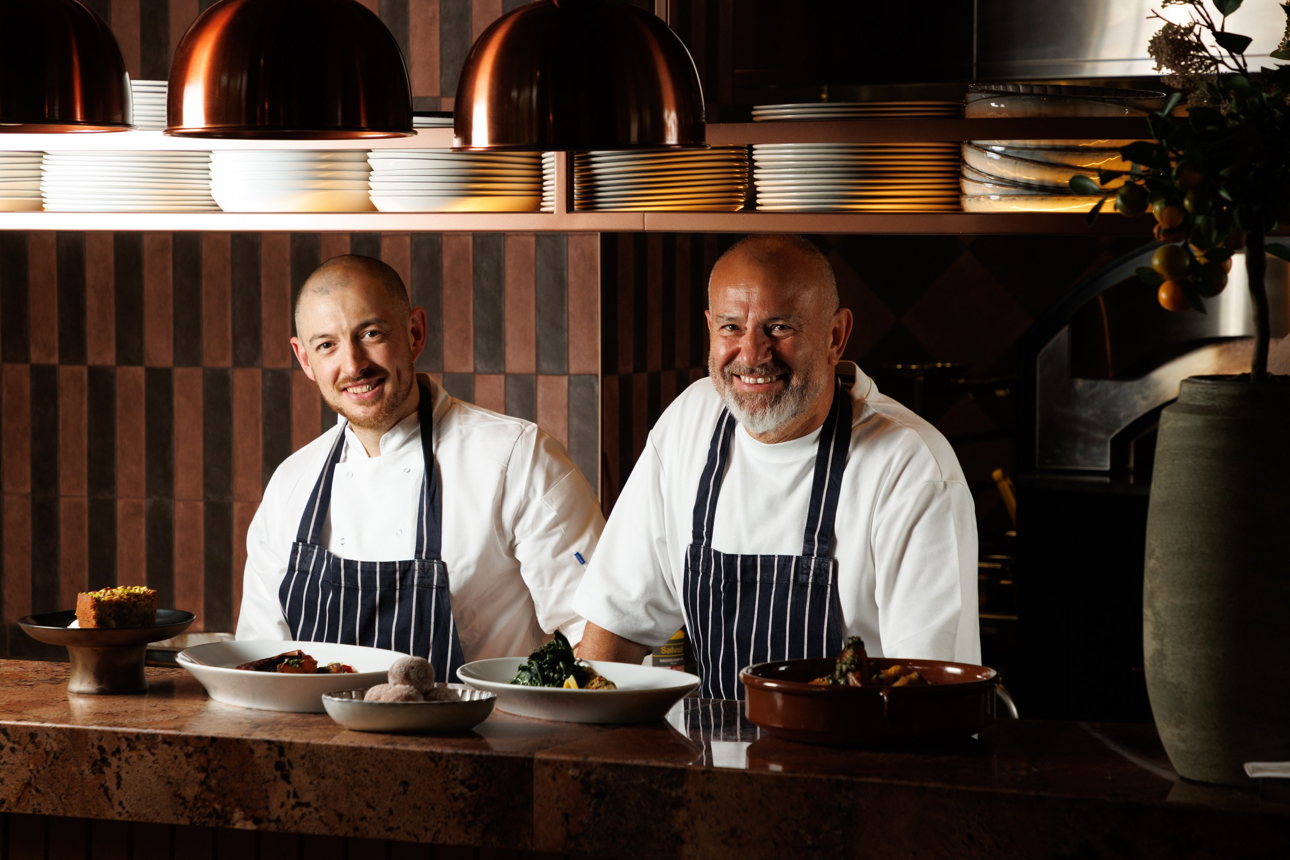 Head chef Louis Korovias and executive chef Glen Ballis in the Clio kitchen